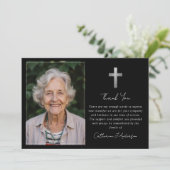 Beileid Silver Cross Foto Beerdigung Dankeskarte (Stehend Vorderseite)