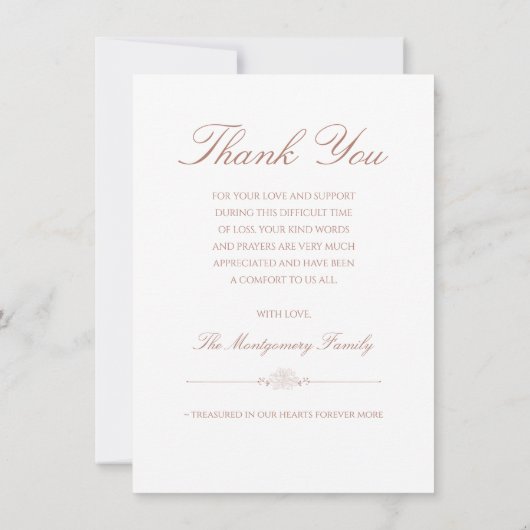 Beileid Simple Gold Script Foto Beerdigung Dankeskarte (Rückseite)