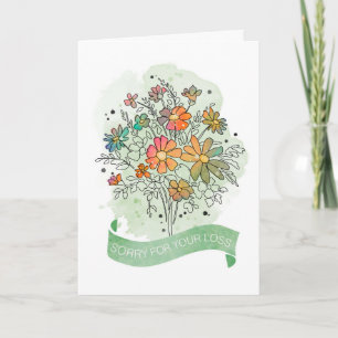 Beileid Sketchy Watercolor Floral Bouquet Karte