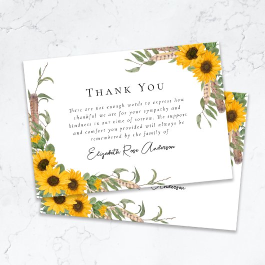 Beileid Sonnenblumen Beerdigung Dankeskarte