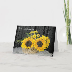 Beileid Sonnenblumen mit Regentropfen Karte