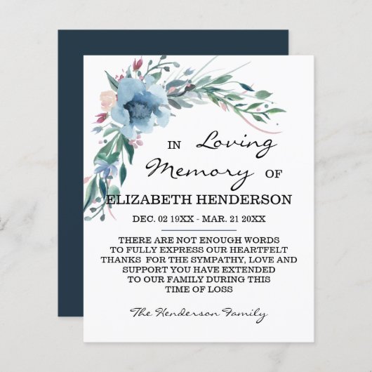 Beileid-Speicher /Vielen Dank. (Vorne/Hinten)