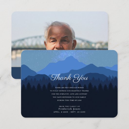 Beileid Starry Mountain Night Dankeskarte (Vorne/Hinten)