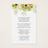 Beileid Sunflower Black Script Foto Pocket Card (Rückseite)