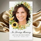 Beileid Sunflower Black Script Foto Pocket Card