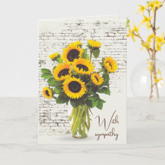 Beileid Sunflower Bouquet auf Brick Karte (Gelbe Blume)