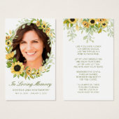 Beileid Sunflower Green Script Foto Poesie Card (Vorne & Hinten)