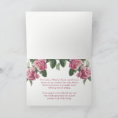 Beileid Tea Rose Foto Beerdigung Danke Karte (Innenseite)