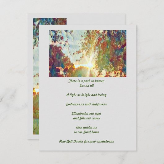 Beileid-Trauergedicht für Geliebte Dankeskarte (Vorne/Hinten)