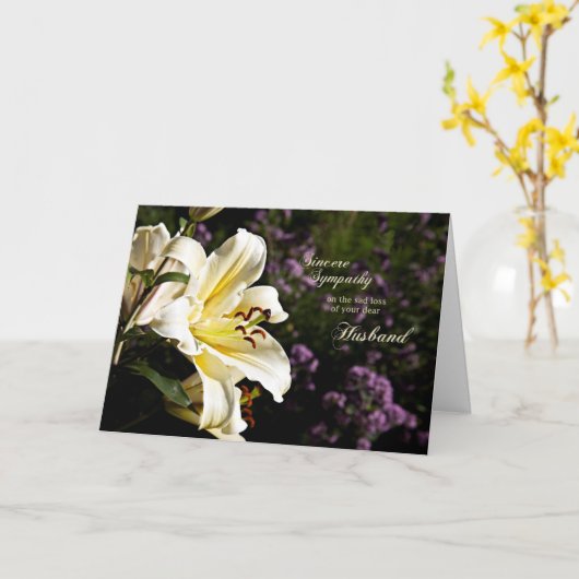 Beileid über den Tod eines Ehemanns. Karte (Gelbe Blume)