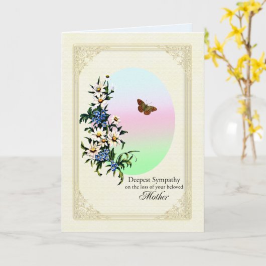 Beileid über Mutterleib, Blume und Schmetterling Karte (Gelbe Blume)