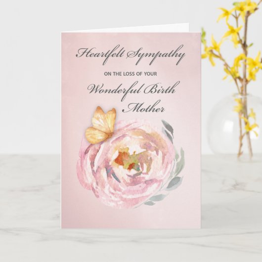 Beileid-Verlust der Geburtmutter Schmetterling Pin Karte (Gelbe Blume)