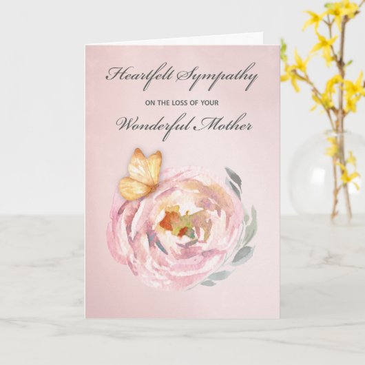 Beileid-Verlust der Schmetterlingsblume Rose Karte (Gelbe Blume)