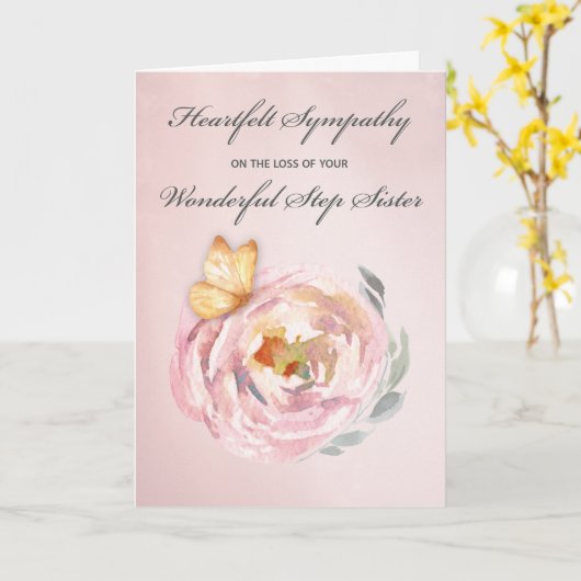 Beileid Verlust der Treppensteigung Butterfly Rose Karte (Gelbe Blume)