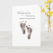 Beileid Verlust von Baby Footprints Schwarz/Weiß Karte (Gelbe Blume)