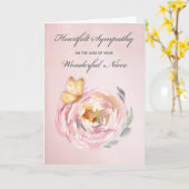 Beileid-Verlust von Nichte Butterfly Rose Karte (Gelbe Blume)