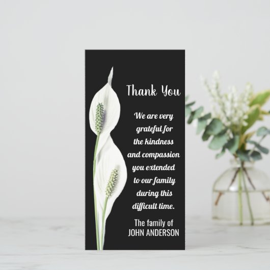 Beileid Vielen Dank, dass Sie die White Lily Blume Dankeskarte (Stehend Vorderseite)