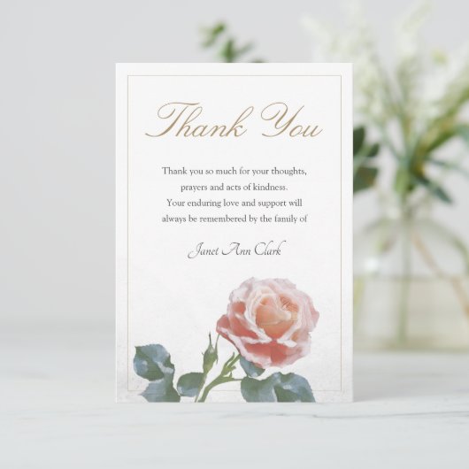 Beileid Vielen Dank, dass Sie eine Karte mit Rose (Stehend Vorderseite)