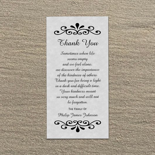 Beileid Vielen Dank, dass Sie Foto-Card-Pergament Dankeskarte