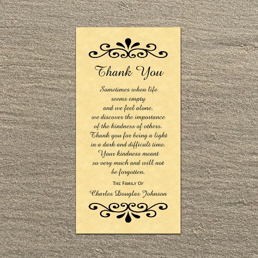 Beileid Vielen Dank für Ihr Foto-Card-Pergament Lo Dankeskarte