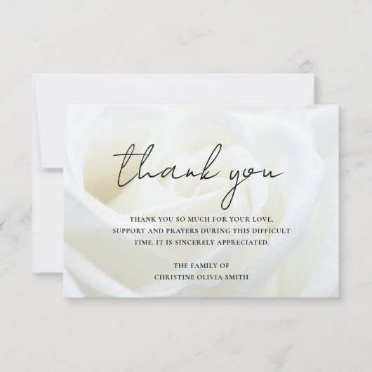 Beileid Vielen Dank für Ihre Rose Dankeskarte (Vorderseite)