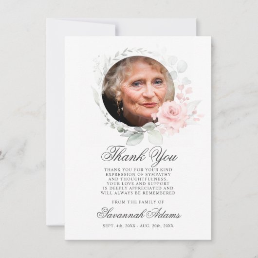 Beileid Vielen Dank Gedächtnis Wasserfarbenflora Dankeskarte (Vorderseite)