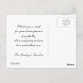 Beileid Vielen Dank, Postkarte (Rückseite)