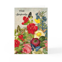 Beileid Vintage Blume und Schmetterlinge mit Gedic