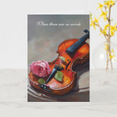 Beileid Violine mit rosa Rose Karte (Gelbe Blume)