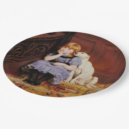 Beileid (von Briton Riviere) Pappteller (Schrägansicht)