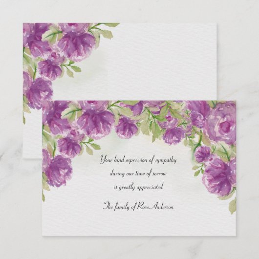 Beileid Wasserfarbe Danke Karte (Vorne/Hinten)