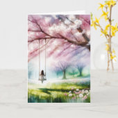 Beileid Wasserfarbene Girl On a Swing Karte (Gelbe Blume)