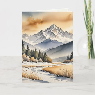 Beileid Wasserfarbenschneebedeckte Berge Karte