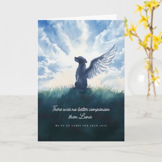 Beileid "Watercolor Angel Dog Condolence" Karte (Gelbe Blume)