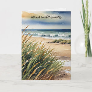 Beileid Watercolor Beach Grass and Ocean Scene Karte
