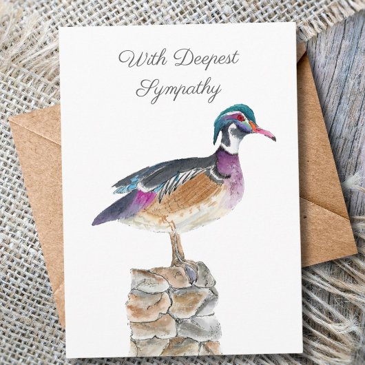 Beileid Watercolor Mallard Duck Karte