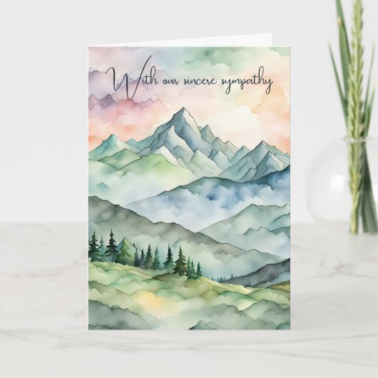 Beileid Watercolor Mountain Scene Karte (Vorderseite)