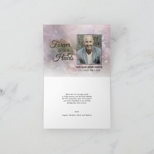 Beileid Weißrosa Blüten DANKEN | FOTO Dankeskarte (Innenseite)