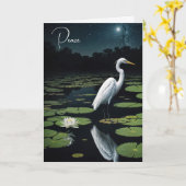 Beileid White Egret auf Wasser Lily Pad Karte (Gelbe Blume)