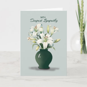 Beileid White Lilies Green Vase Karte