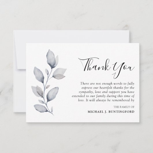 Beileid Winter Foliage Foto Danke Karte (Vorderseite)