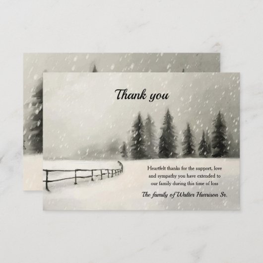 Beileid Winterlandschaft dank Karte (Vorne/Hinten)