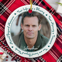 Beileid Zitat Grünes Keepake Memorial Foto Keramik Ornament