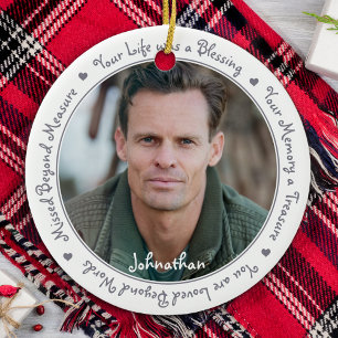 Beileid Zitat Silver Gray Keepake Memorial Foto Keramik Ornament