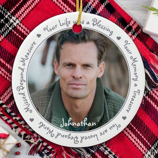 Beileid Zitat Silver Gray Keepake Memorial Foto Keramik Ornament