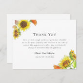 Beileid zur Beerdigung der Sonnenblumen Dankeskarte (Vorne/Hinten)