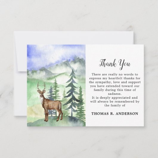 Beileid zur Beerdigung des Hirschwaldes Dankeskarte (Vorderseite)