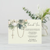 Beileid zur Beerdigung von Rosenkranzen Dankeskarte (Stehend Vorderseite)