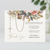 Beileid zur Beerdigung von Rosenkranzen Dankeskarte