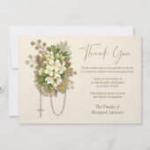 Beileid zur Beerdigung von Rosenkranzen Dankeskarte (Vorderseite)